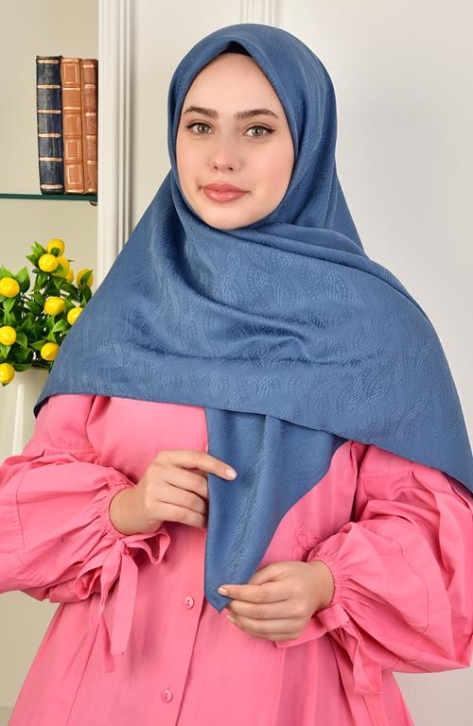 BURDEN İPEK - Large Size Colourway Spiral 120 cm Scarf Dsn-8 Indigo