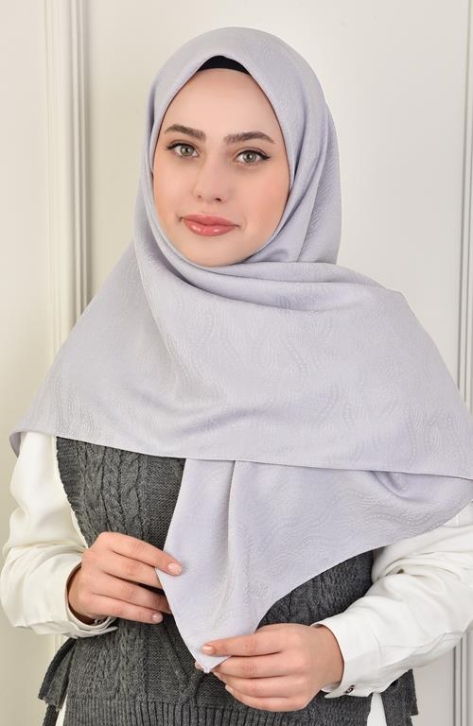 BURDEN İPEK - Large Size Colourway Spiral 120 cm Scarf Dsn-8 Silver