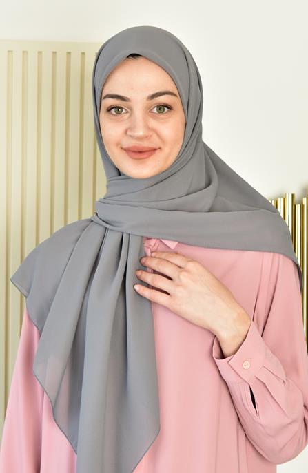 BURDEN İPEK - Large Size Crepe Chiffon Scarf 110 Cm Anthracite