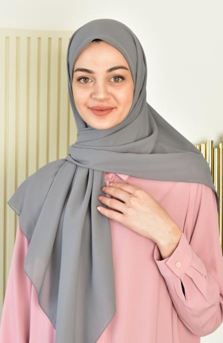 BURDEN İPEK - Large Size Crepe Chiffon Scarf 110 Cm Anthracite