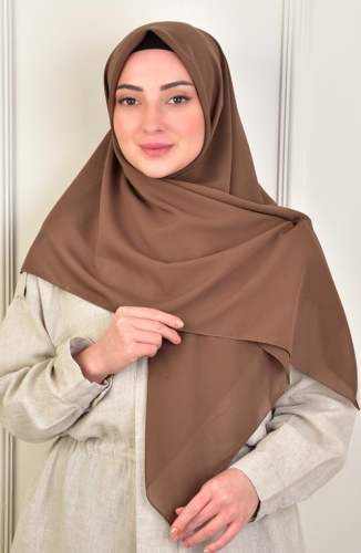 BURDEN İPEK - Large Size Crepe Chiffon Scarf 110 Cm Brown