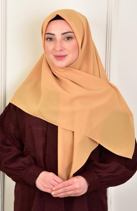 BURDEN İPEK - Large Size Crepe Chiffon Scarf 110 Cm Gold BURDEN İPEK - Large Size Crepe Chiffon Scarf 110 Cm Gold