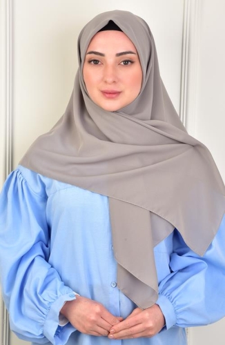 BURDEN İPEK - Large Size Crepe Chiffon Scarf 110 Cm Gray