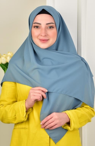 BURDEN İPEK - Large Size Crepe Chiffon Scarf 110 Cm Miami Blue