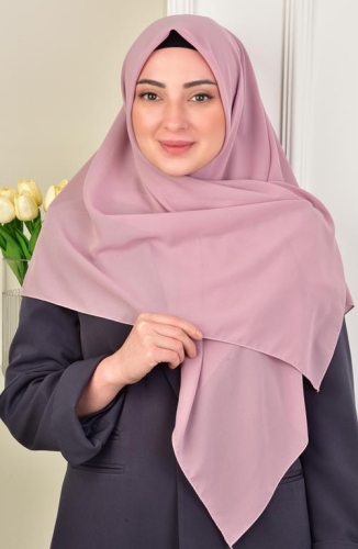 BURDEN İPEK - Large Size Crepe Chiffon Scarf 110 Cm Rose