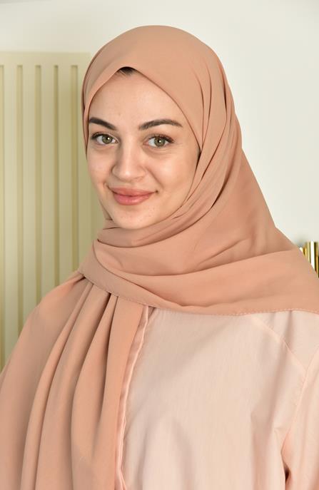 BURDEN İPEK - Large Size Crepe Chiffon Scarf 110 Cm Salmon