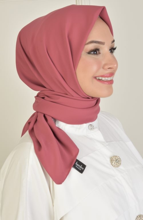 BURDEN İPEK - Large Size Medina Silk 110 Cm Scarf Shawl Dark Rose