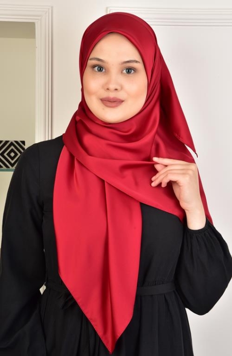BURDEN İPEK - Large Size Rayon 120 Plain Scarf Shawl Claret Red