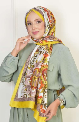 BURDEN İPEK - Layd Soft Pamuksu Desenli Şal Altuni Sarısı