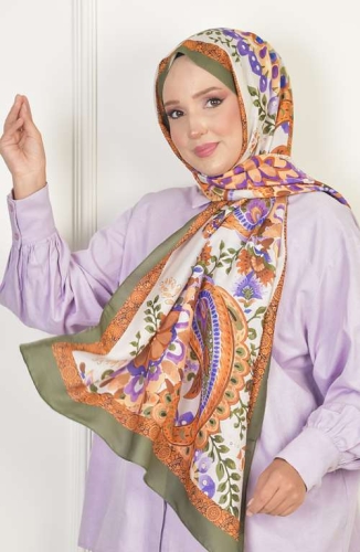 BURDEN İPEK - Layd Soft Pamuksu Desenli Şal Haki