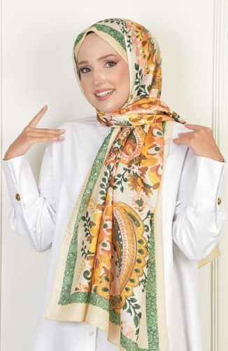 BURDEN İPEK - Layd Soft Pamuksu Desenli Şal Krem