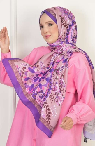 BURDEN İPEK - Layd Soft Pamuksu Desenli Şal Mor