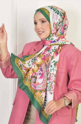 BURDEN İPEK - Layd Soft Pamuksu Desenli Şal Zümrüt