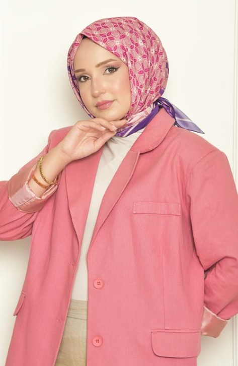 BURDEN İPEK - Leylak Bursa İpeği Desenli Eşarp Mor