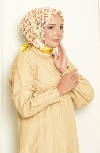 BURDEN İPEK - Leylak Bursa İpeği Desenli Eşarp Sarı