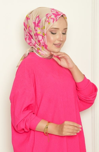 BURDEN İPEK - Lilyum Bursa İpeği Desenli Eşarp Bej