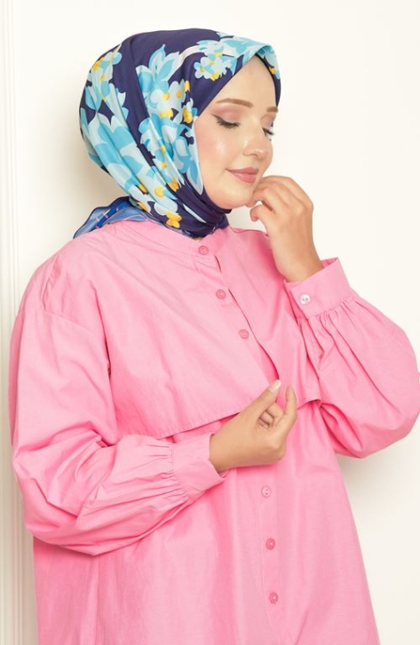 BURDEN İPEK - Lilyum Bursa İpeği Desenli Eşarp Lacivert