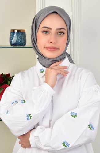 BURDEN İPEK - Lüks Platin Dalga Desenli Eşarp Dsn-2 Antrasit