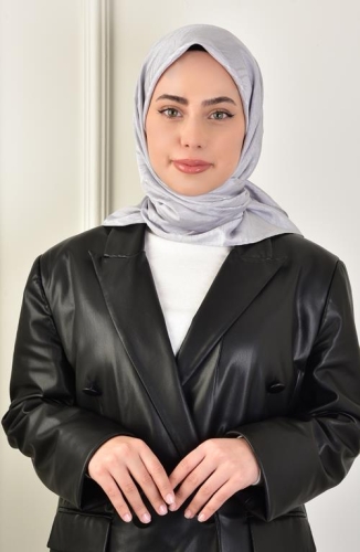 BURDEN İPEK - Lüks Platin Dalga Desenli Eşarp Dsn-2 Gümüş