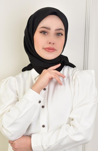 BURDEN İPEK - Lüks Platin Dalga Desenli Eşarp Dsn-2 Siyah