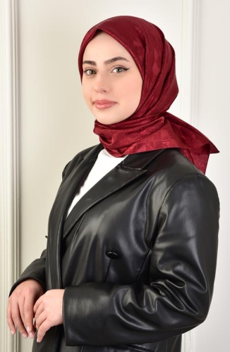 BURDEN İPEK - Lüks Platin Monogram Eşarp Dsn-3 Bordo