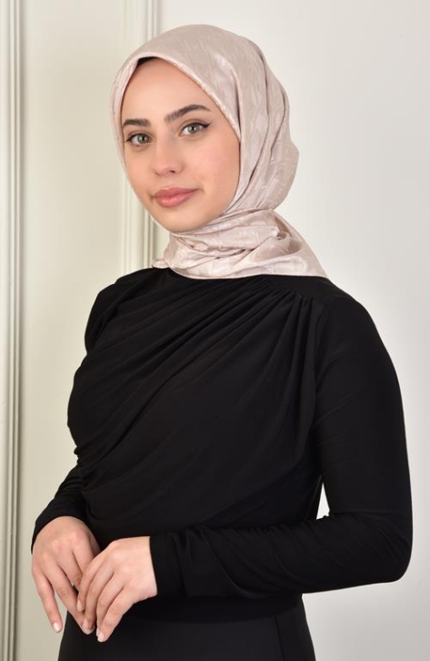 BURDEN İPEK - Luxury Platinum Monogram Scarf Dsn-3 BISCUIT BEIGE 1284