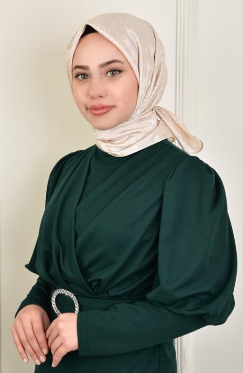 BURDEN İPEK - Luxury Platinum Monogram Scarf Dsn-3 Sand Beige