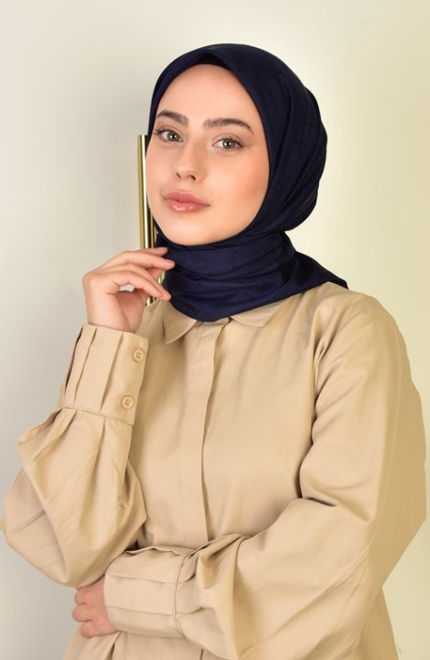 BURDEN İPEK - Luxury Platinum Scarf Dsn-1 Navy Blue BURDEN İPEK - Luxury Platinum Scarf Dsn-1 Navy Blue