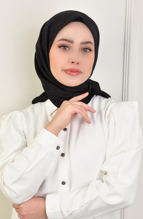 BURDEN İPEK - Luxury Platinum Wave Patterned Scarf Dsn-2 Black BURDEN İPEK - Luxury Platinum Wave Patterned Scarf Dsn-2 Black