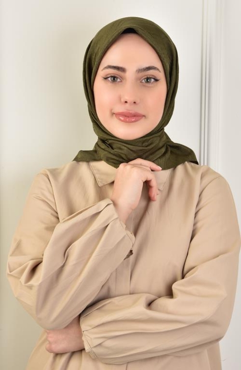 BURDEN İPEK - Luxury Platinum Wave Patterned Scarf Dsn-2 Khaki BURDEN İPEK - Luxury Platinum Wave Patterned Scarf Dsn-2 Khaki