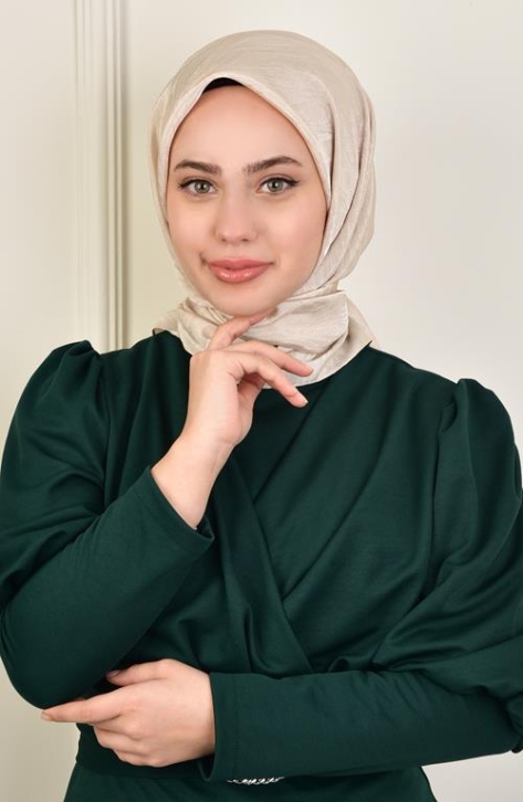 BURDEN İPEK - Luxury Platinum Wave Patterned Scarf Dsn-2 Sand Beige BURDEN İPEK - Luxury Platinum Wave Patterned Scarf Dsn-2 Sand Beige