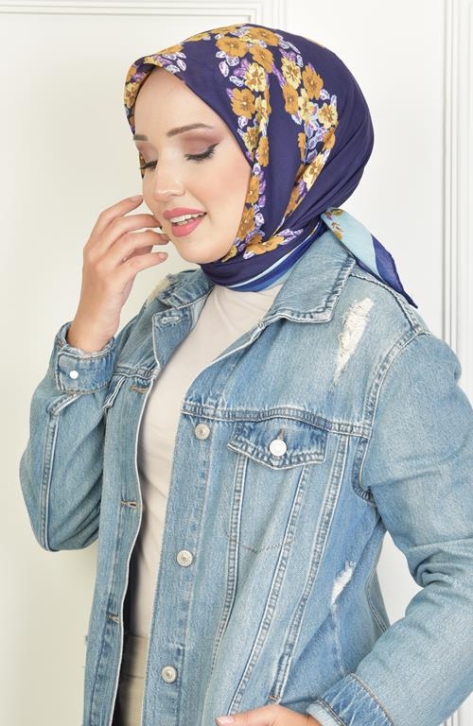 BURDEN İPEK - Menekşe Cottony Eşarp Lacivert BURDEN İPEK - Menekşe Cottony Eşarp Lacivert