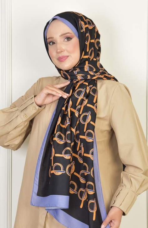 BURDEN İPEK - Monogram Soft Pamuksu Desenli Şal Eflatun BURDEN İPEK - Monogram Soft Pamuksu Desenli Şal Eflatun