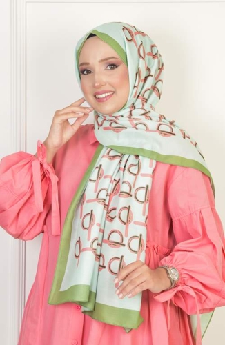 BURDEN İPEK - Monogram Soft Pamuksu Desenli Şal Fıstık Yeşili