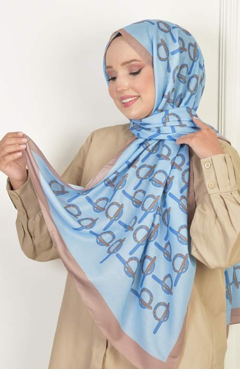 BURDEN İPEK - Monogram Soft Pamuksu Desenli Şal Kahve BURDEN İPEK - Monogram Soft Pamuksu Desenli Şal Kahve