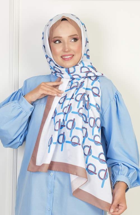 BURDEN İPEK - Monogram Soft Pamuksu Desenli Şal Vizon BURDEN İPEK - Monogram Soft Pamuksu Desenli Şal Vizon