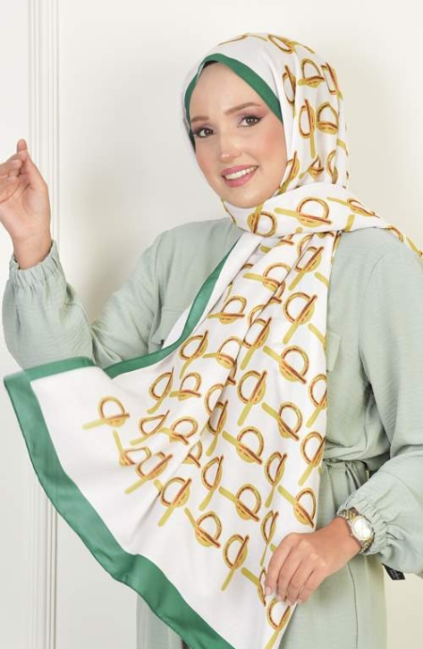 BURDEN İPEK - Monogram Soft Pamuksu Desenli Şal Zümrüt BURDEN İPEK - Monogram Soft Pamuksu Desenli Şal Zümrüt