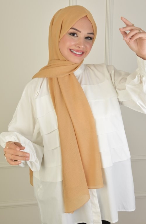 BURDEN İPEK - Natural Crepe Plain Shawl Dark Vanilla