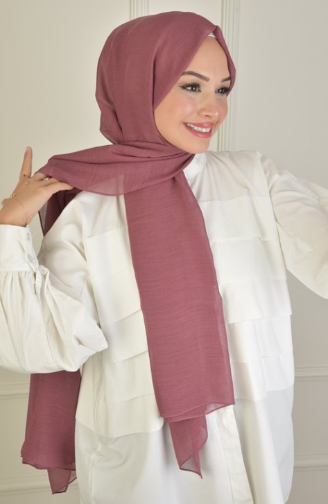 BURDEN İPEK - Natural Crepe Plain Shawl Dried rose