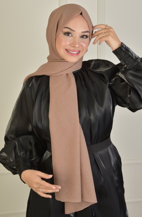 BURDEN İPEK - Natural Crepe Plain Shawl Milk Brown