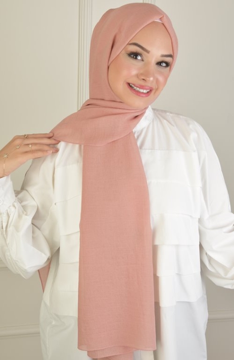 BURDEN İPEK - Natural Crepe Plain Shawl Powder