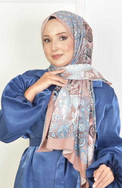 BURDEN İPEK - Nilüfer Dafne Desenli Şal Kahve BURDEN İPEK - Nilüfer Dafne Desenli Şal Kahve