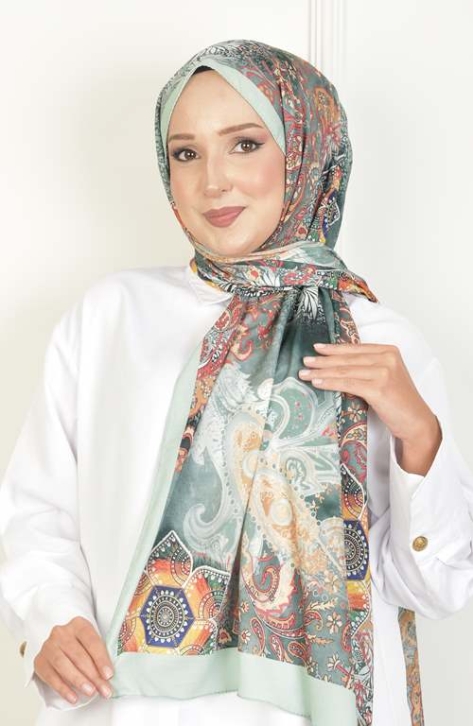 BURDEN İPEK - Nilüfer Dafne Desenli Şal Mint Yeşili BURDEN İPEK - Nilüfer Dafne Desenli Şal Mint Yeşili