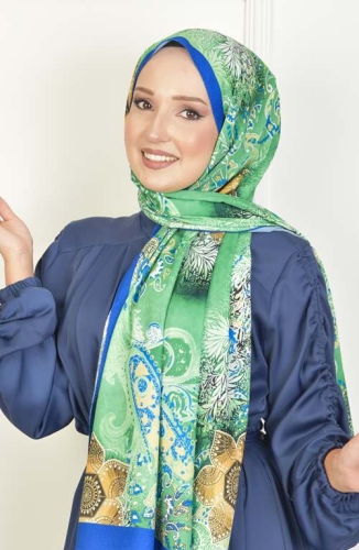 BURDEN İPEK - Nilüfer Dafne Desenli Şal Saks