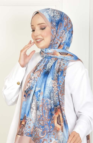 BURDEN İPEK - Nilüfer Dafne Desenli Şal Sütlü Kahve