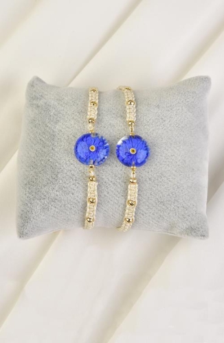 BURDEN İPEK - Örme İp Bileklik Nazar Boncuklu Ekru