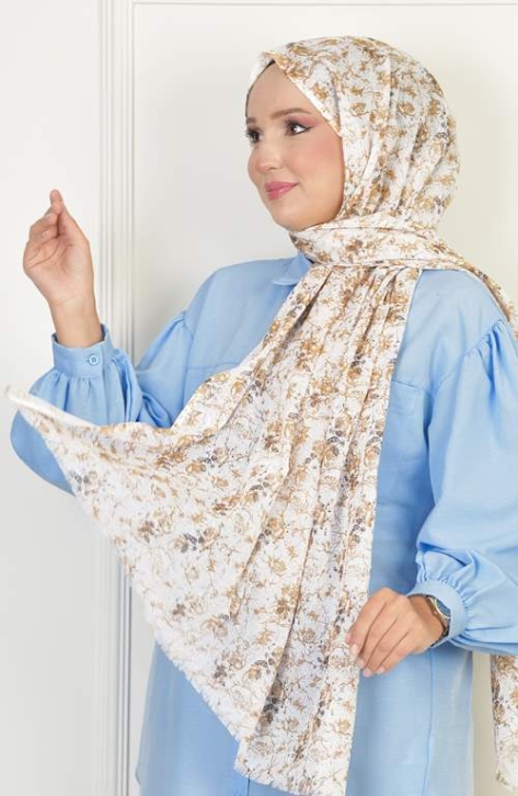 BURDEN İPEK - Pamuk Desenli Şal Karamel