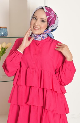 BURDEN İPEK - Papatya Soft Pamuksu Desenli Eşarp Fuşya BURDEN İPEK - Papatya Soft Pamuksu Desenli Eşarp Fuşya