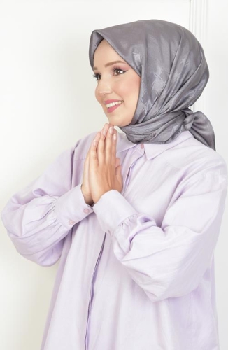 BURDEN İPEK - Platin Dama Desen Eşarp Antrasit BURDEN İPEK - Platin Dama Desen Eşarp Antrasit