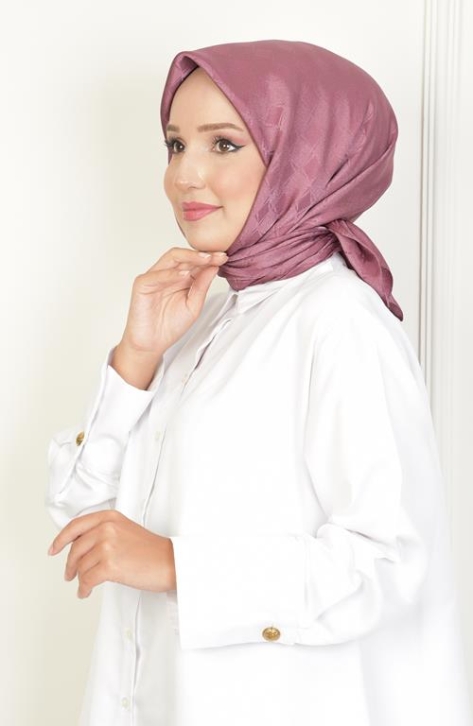 BURDEN İPEK - Platin Dama Desen Eşarp Gül Kurusu